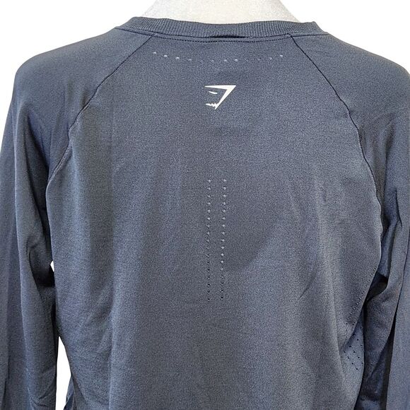 Gymshark Sweat Seamless Long Sleeve Crop Top Gray Drawstring Hem Women's Small - Picture 6 of 11
